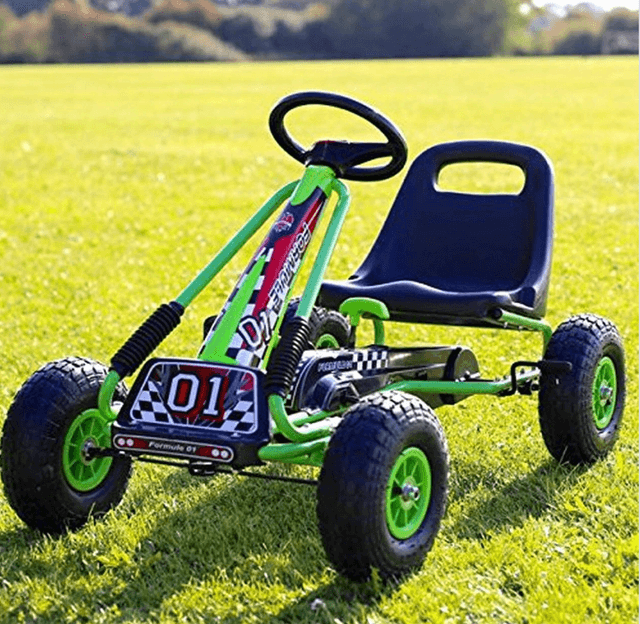 Zoom Rubber Wheel Go Kart (Green Black)