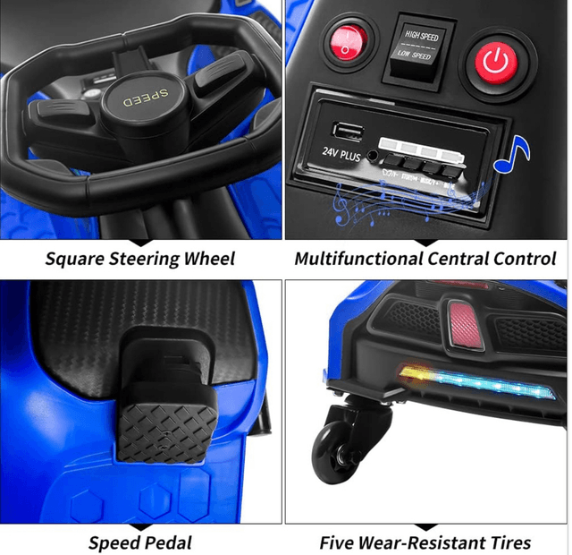 Drift Rider 360 24V Electric Go Kart Blue with EVA Rubber Wheels